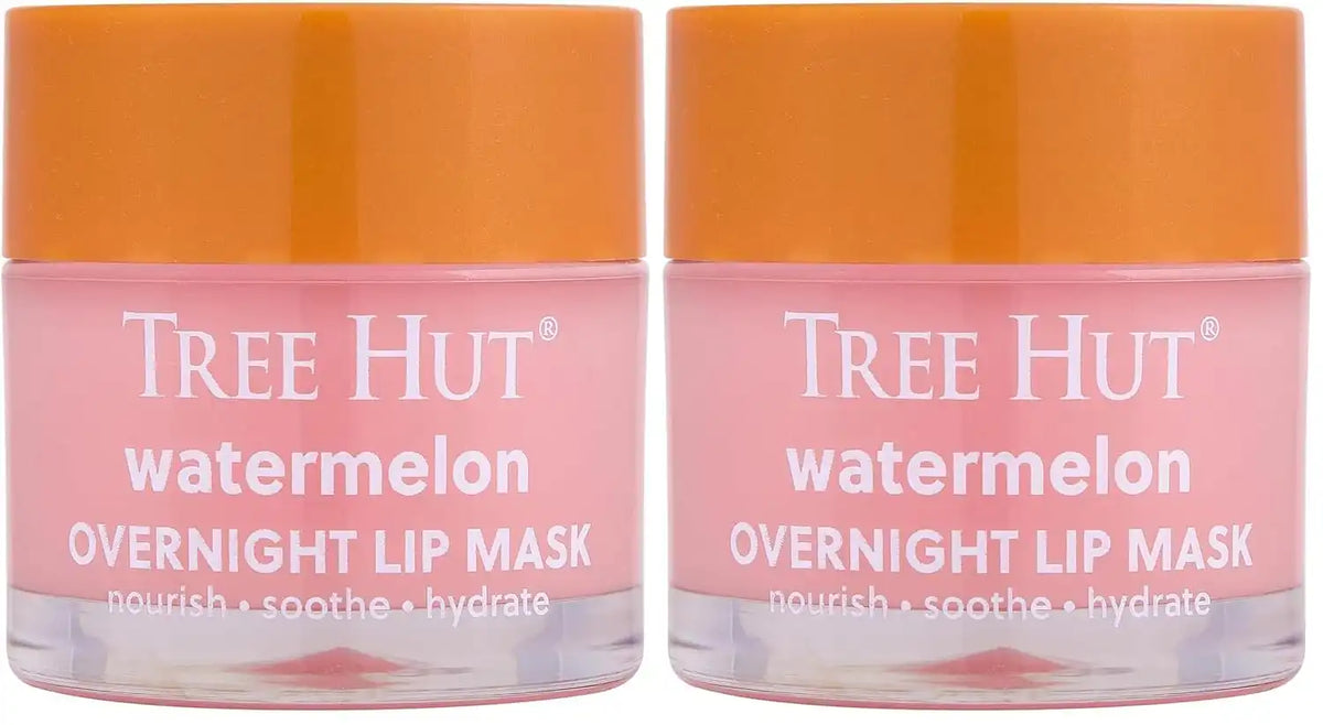 Tree Hut Watermelon Overnight Lip Mask, Hydrating Lip Treatment, Leave On Overnight for Soft, Smooth Lips, 0.6 oz (Pack of 2)